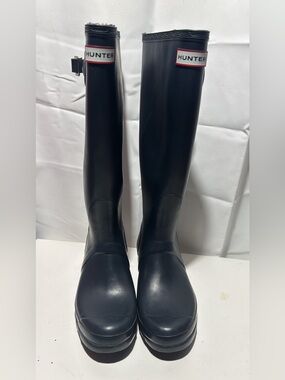 HUNTER WOMENS TALL RAIN BOOTS Sz 9 DARK BLUE COLOR